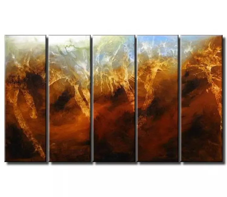 fluid painting - original brown abstract painting on canvas modern big wall art for living room and office