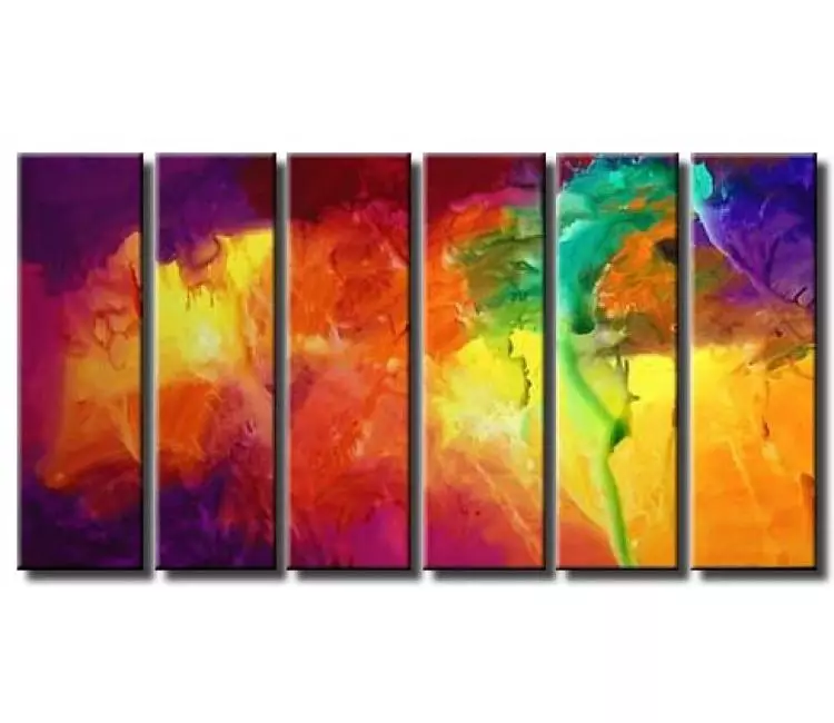 fluid painting - original colorful abstract painting on canvas modern big wall art for living room and office