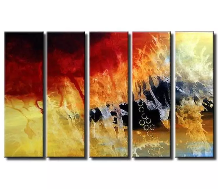 fluid painting - original yellow abstract painting on canvas modern big wall art for living room and office