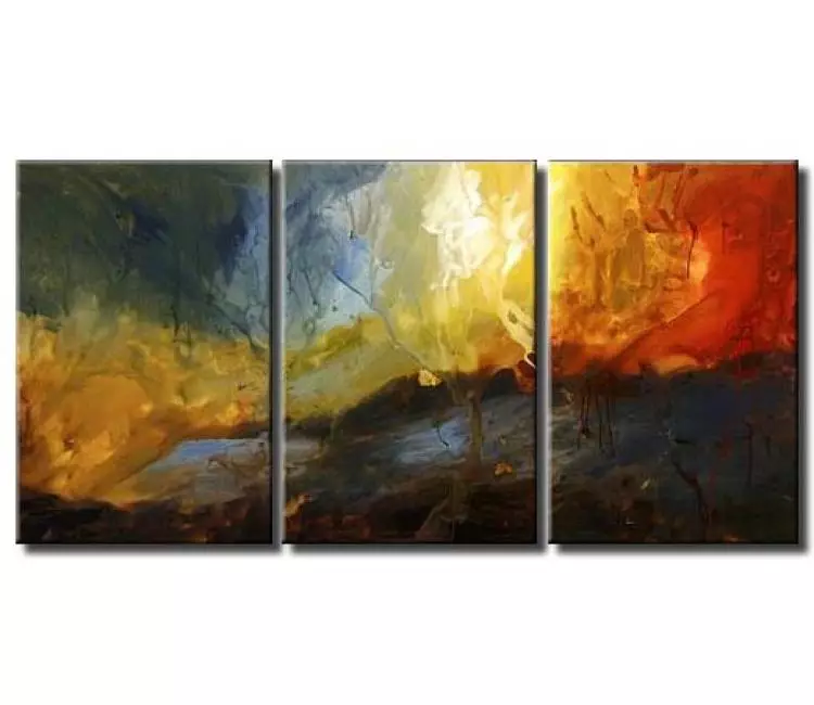 fluid painting - colorful abstract landscape painting on canvas original modern big living room wall art
