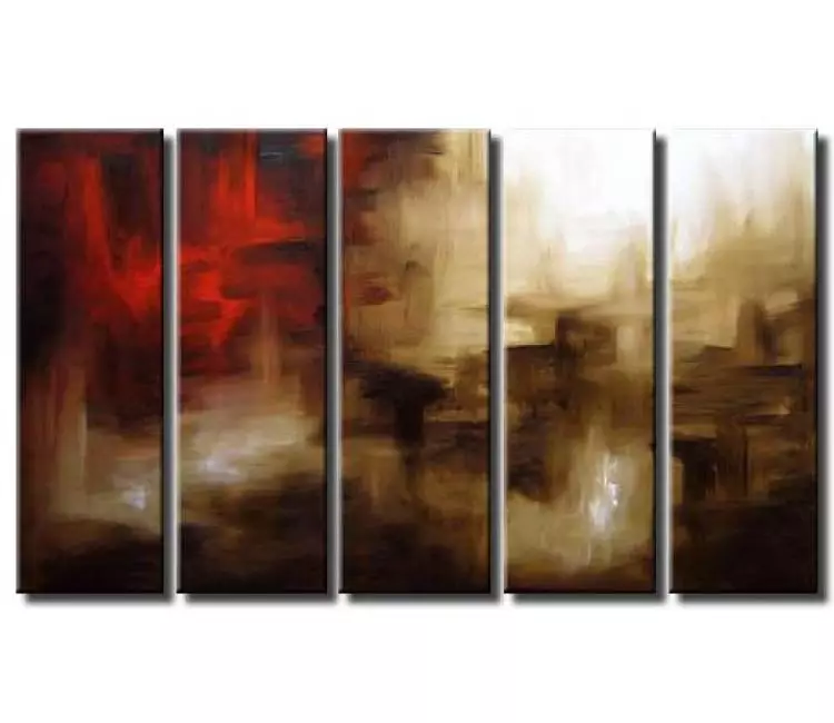 abstract painting - brown red art decor big modern abstract painting on canvas large original living room wall art