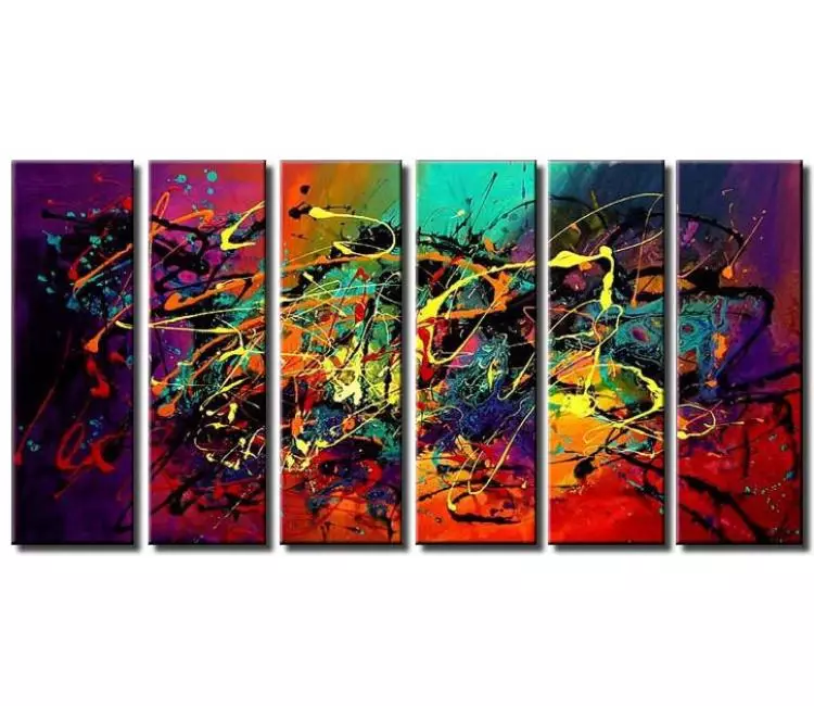 abstract painting - big modern colorful abstract painting on canvas original beautiful living room wall art decor