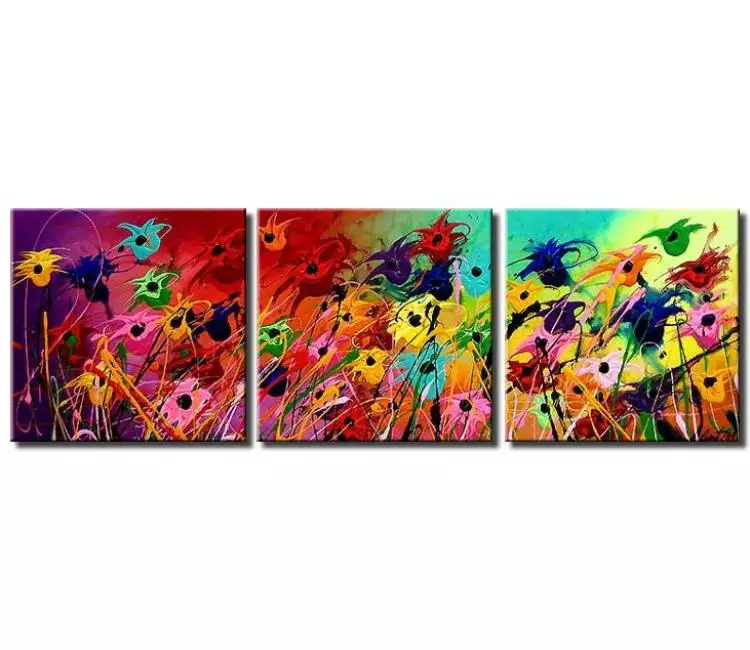 floral painting - big colorful decorative floral painting on canvas original modern flowers painting beautiful textured art
