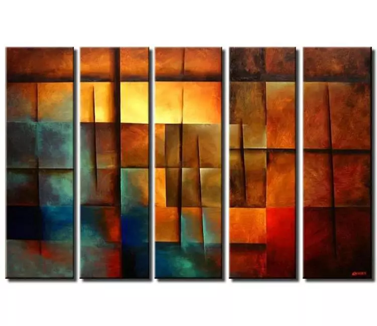 geometric painting - big geometric abstract painting on large canvas art modern living room wall art in earth tone colors
