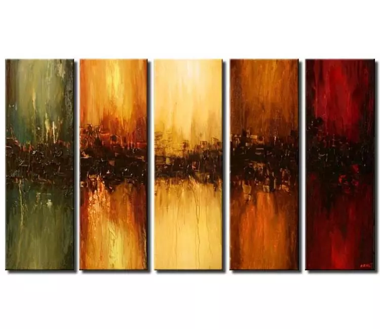 abstract painting - multi panel colorful extra large abstract painting on canvas original modern living room office wall art