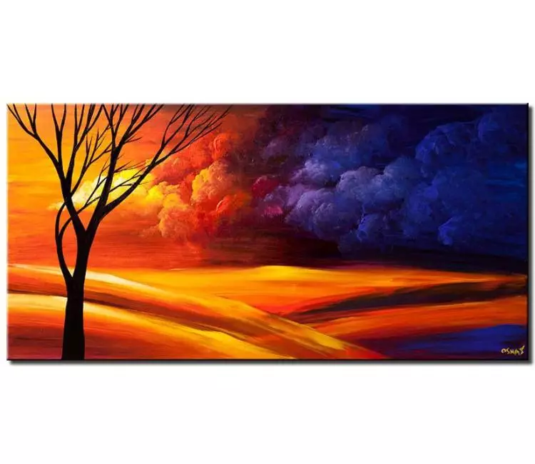 landscape paintings - contemporary abstract landscape art on canvas original tree painting modern living room wall art