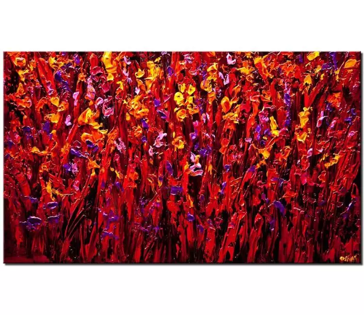 floral painting - red painting on canvas original 3d abstract art textured  floral painting modern living room wall art