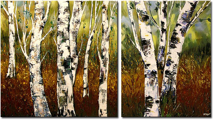Birch trees painting by Osnat Tzadok