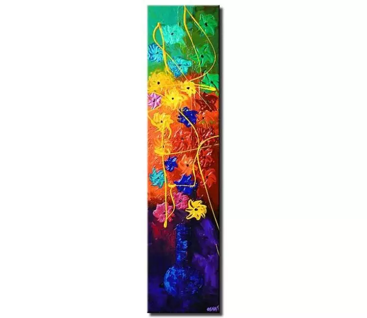 Buy narrow vertical floral painting colorful large #5843