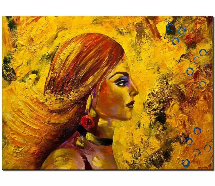 Painting - modern yellow portrait woman abstract painting #9164