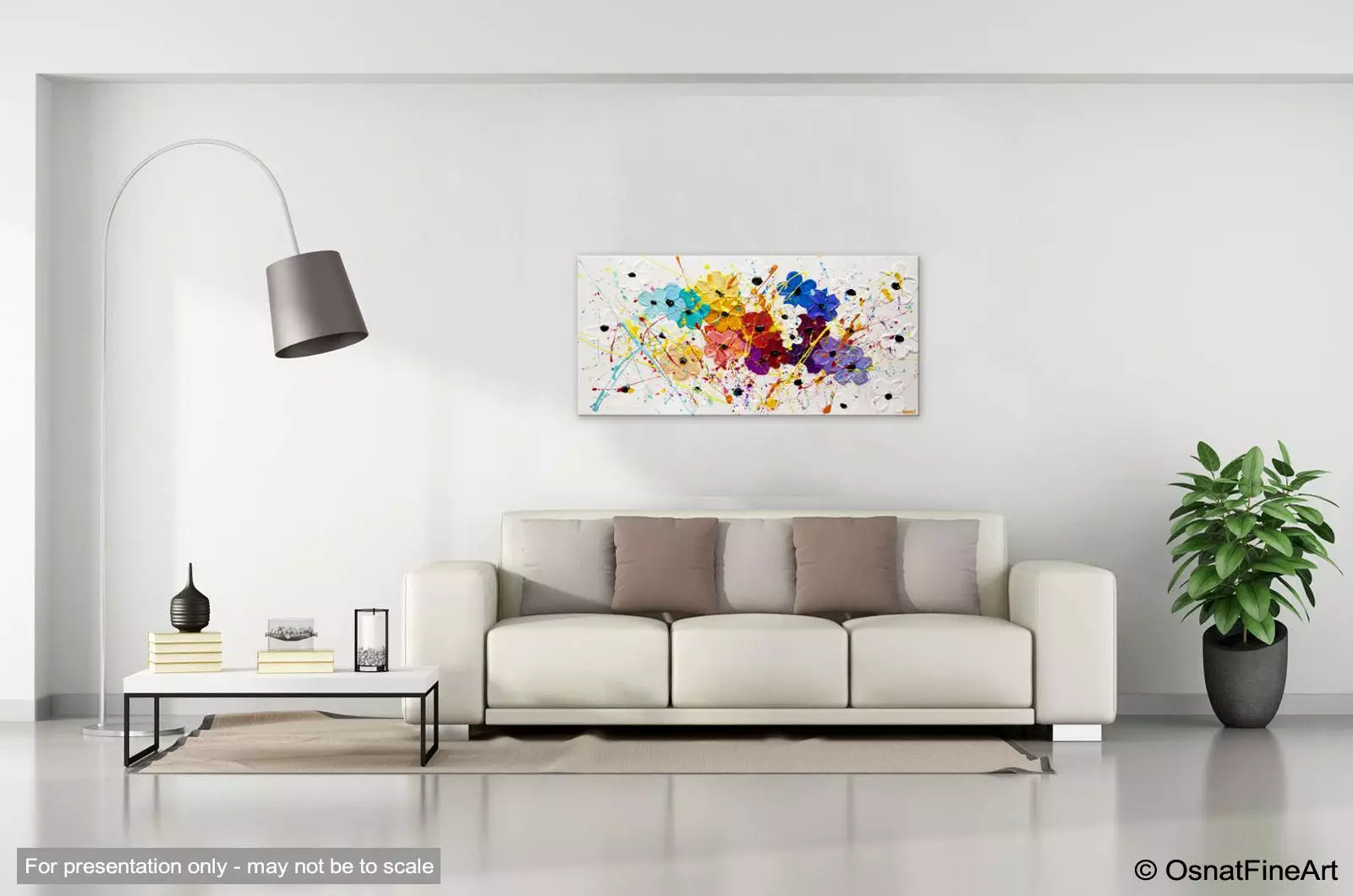 colorful abstract flowers painting original multicolor vivid
