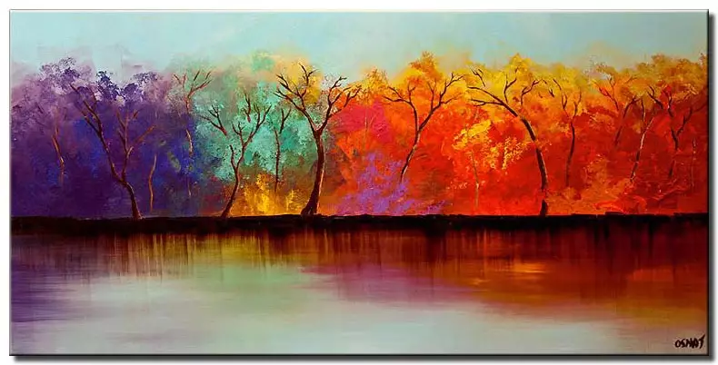 Abstract Art Original Whimsical Modern Landscape Painting BURSTING FORTH by  MADART by Megan Aroon