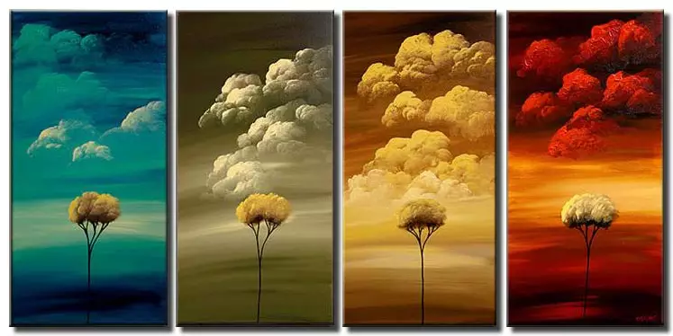 four seasons tree abstract painting on canvas original colorful modern ...