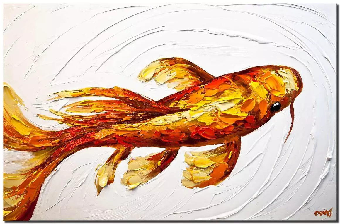 Abstract Paintings by Osnat Fine Art - Orange Koi Fish