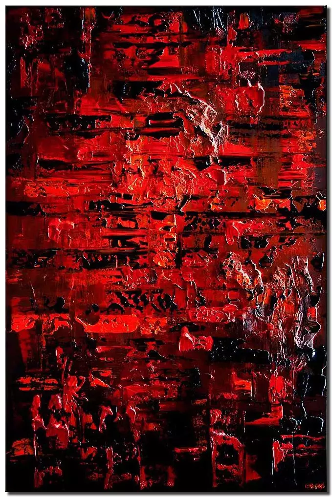 print of red black art, canvas