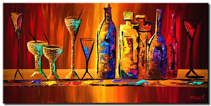 WINE FOR EMOTIONS -20x30 (50cm X 75cm) — PALETTE KNIFE Oil Painting On  Canvas By Leonid Afremov