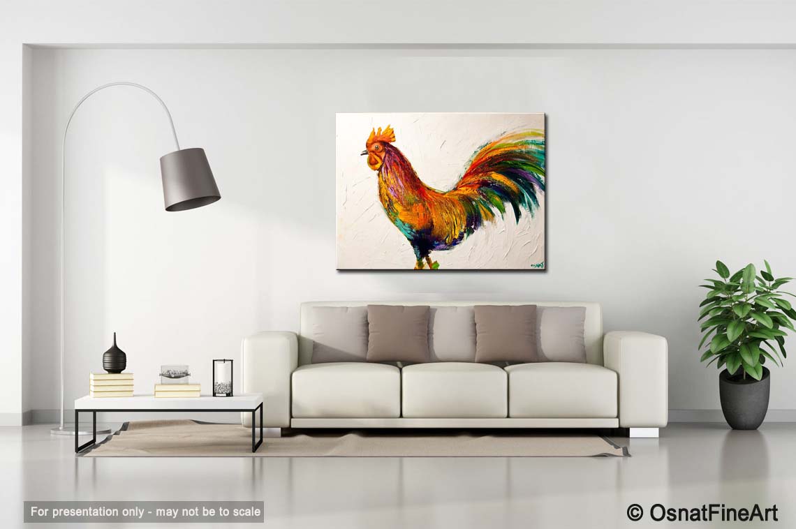 Modern Painting - Here Comes the Rooster