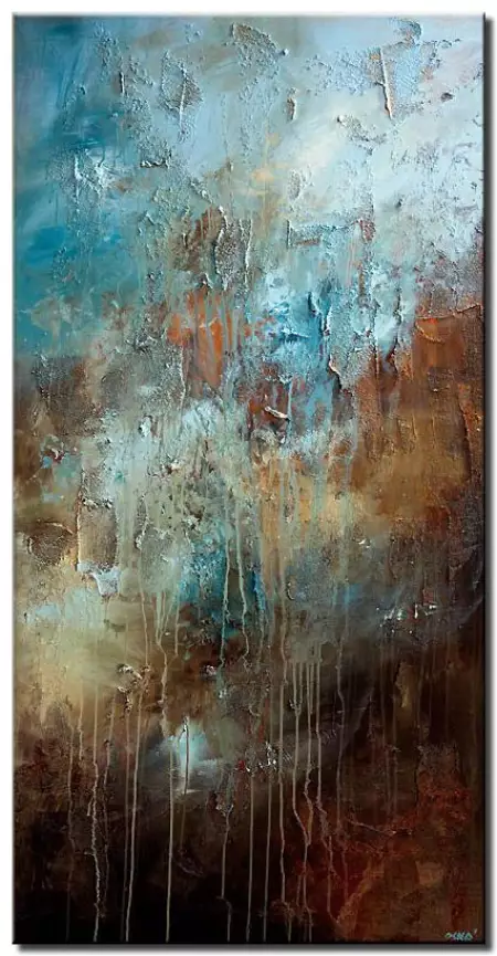 blue and brown abstract paintings
