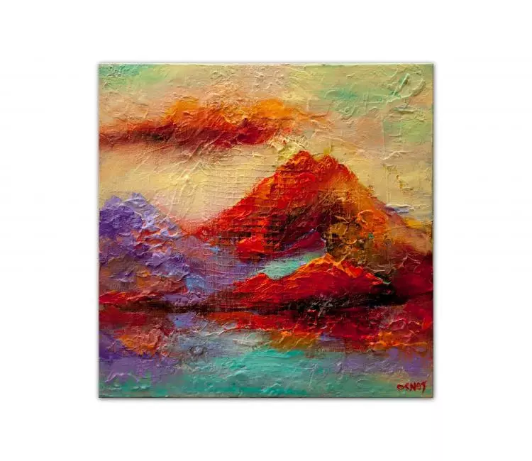 landscape paintings - colorful mountain abstract art on canvas original textured modern art
