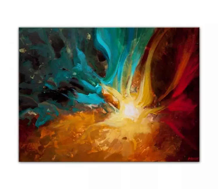 cosmos painting - colorful abstract art on canvas original abstract painting textured modern living room decor