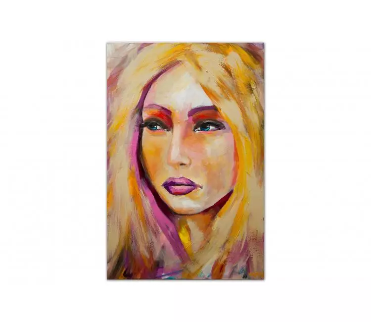 figure painting - original abstract portrait woman face painting on canvas modern art
