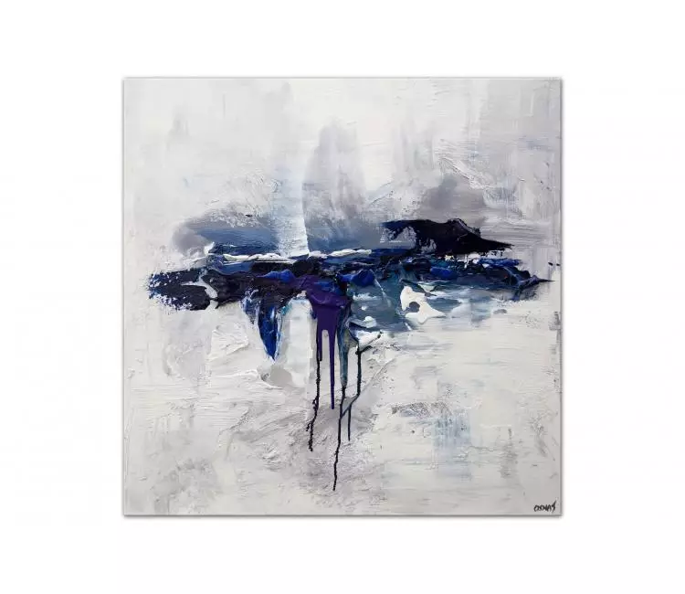 minimalist painting - minimalist simple abstract art original abstract painting on canvas white blue wall art