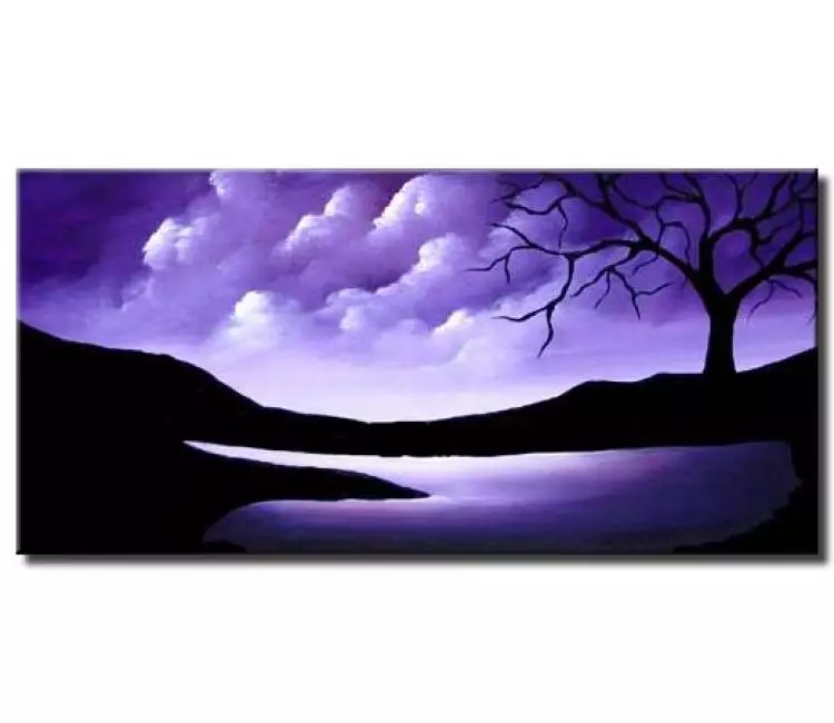 trees painting - purple wall art by osnat tzadok day of creation