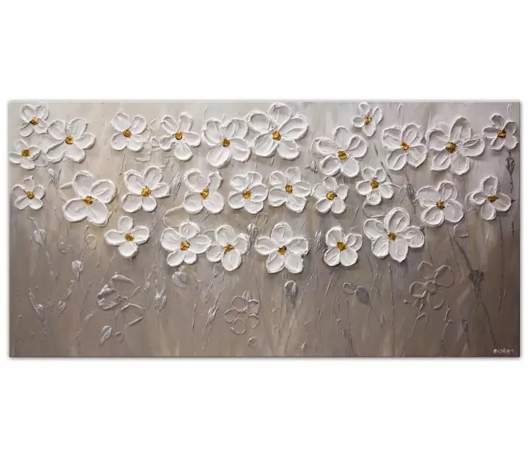 floral painting - original textured flowers painting on canvas minimalist modern abstract floral art