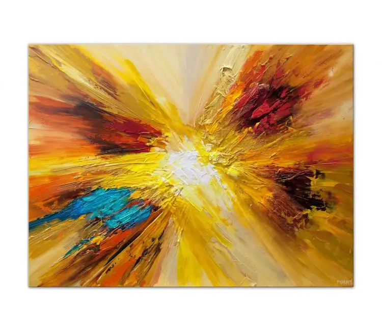 abstract painting - yellow abstract art on canvas textured original contemporary art