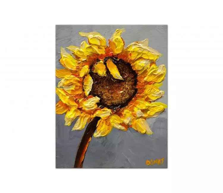floral painting - original sunflower flower painting on canvas abstract painting modern home decor