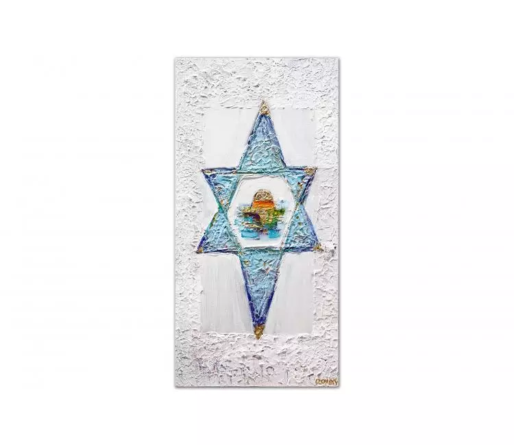 religious painting - Star of David painting on canvas original art modern home decor