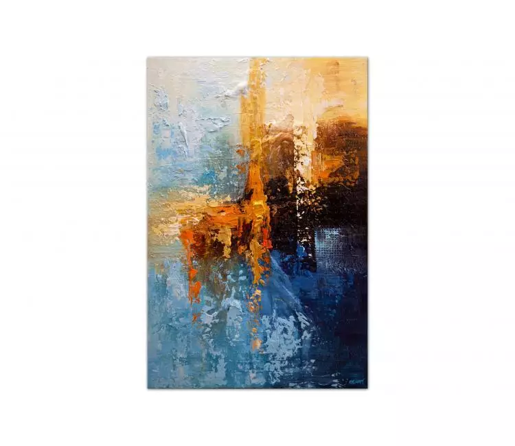abstract painting - original textured abstract painting on canvas blue wall art modern home decor contemporary living room art
