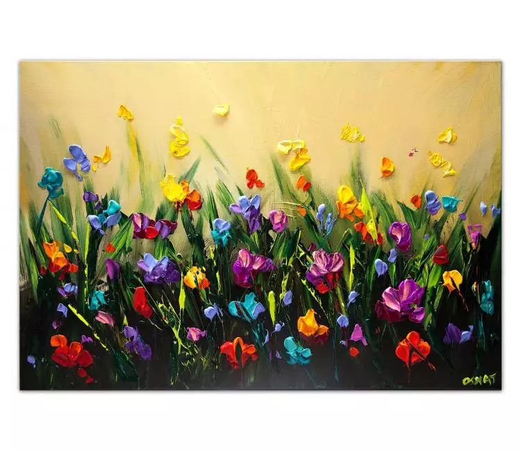 floral painting - colorful floral painting on canvas original textured vivid flowers painting modern home decor