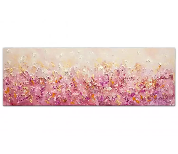 floral painting - large abstract floral art on canvas textured light pink wall art modern office home decor