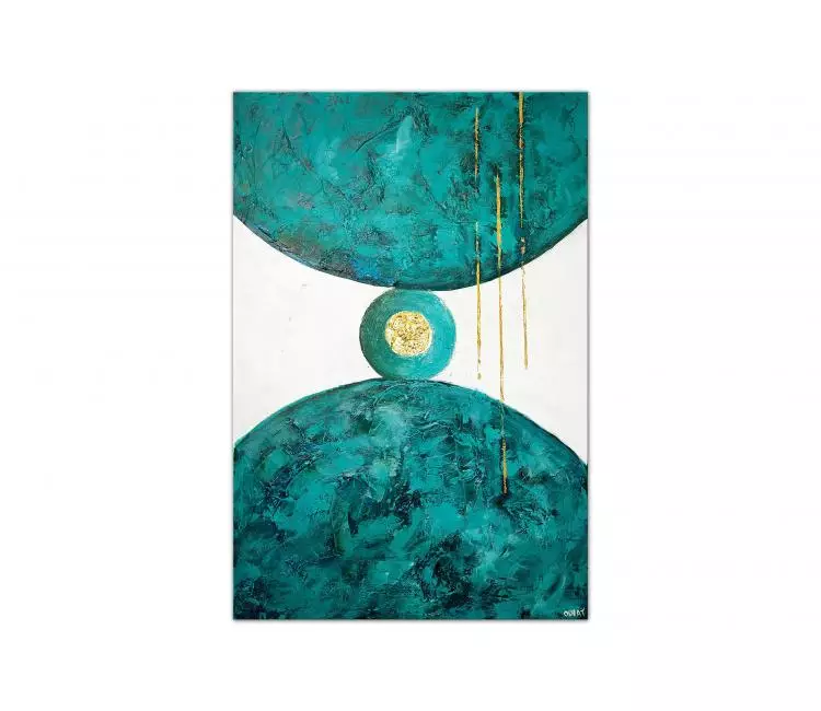 geometric painting - original balance abstract painting on canvas turquoise spa art modern home office decor