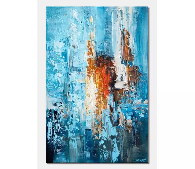 abstract painting - blue abstract art on canvas original textured artwork modern art