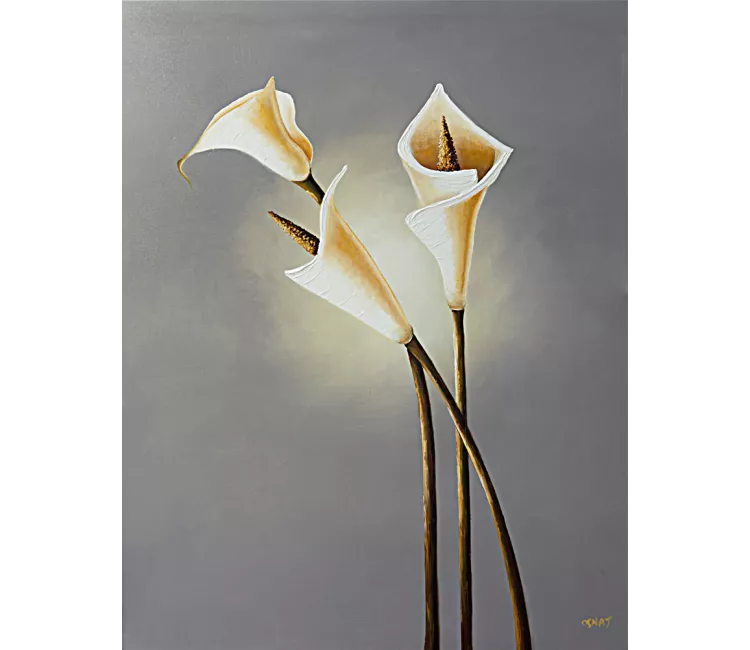 floral painting - original flowers painting on canvas textured Calla lily art modern floral painting living room bedroom art