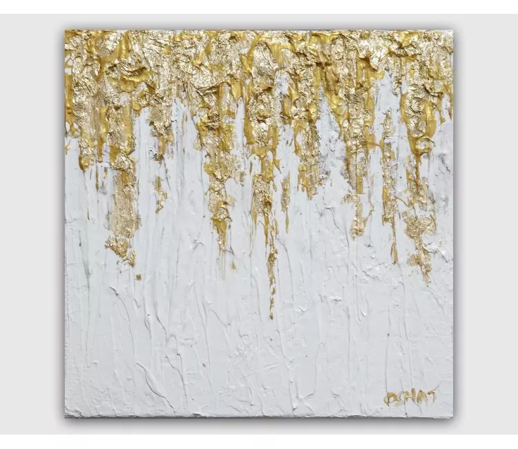 minimalist painting - original gold abstract painting on canvas large textured  modern living room art