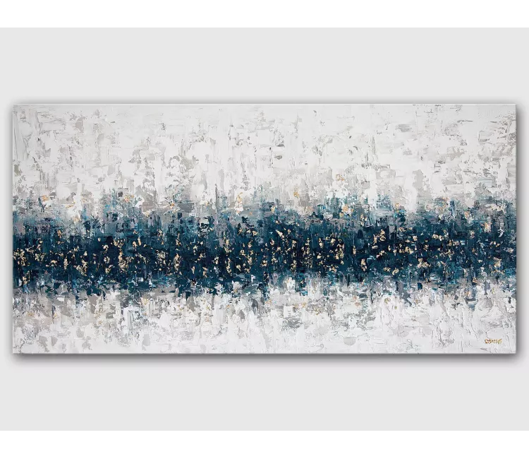 minimalist painting - large blue abstract art on canvas blue white textured art modern art