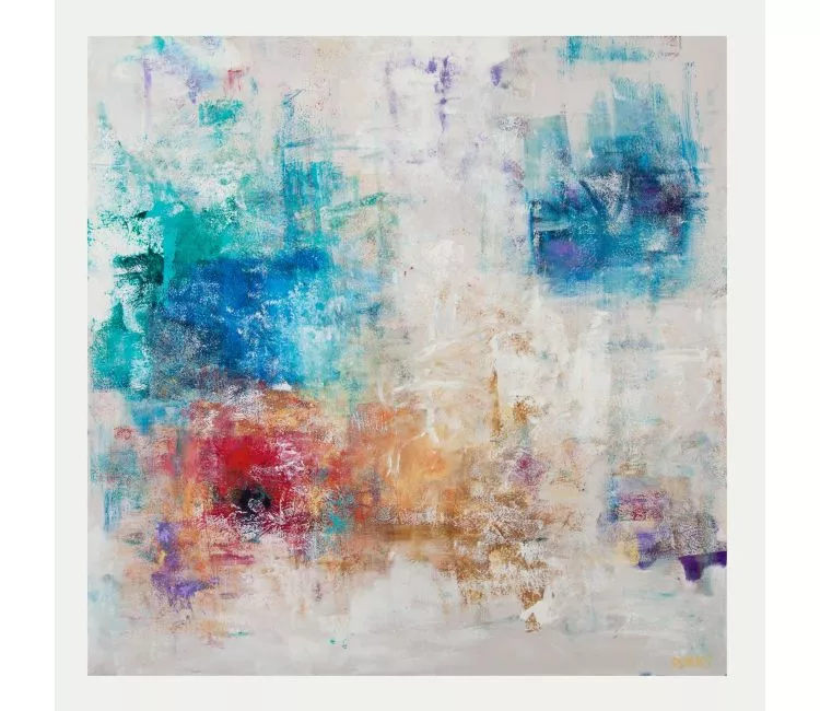 abstract painting - soft colors neutral abstract painting on canvas original square modern living room painting