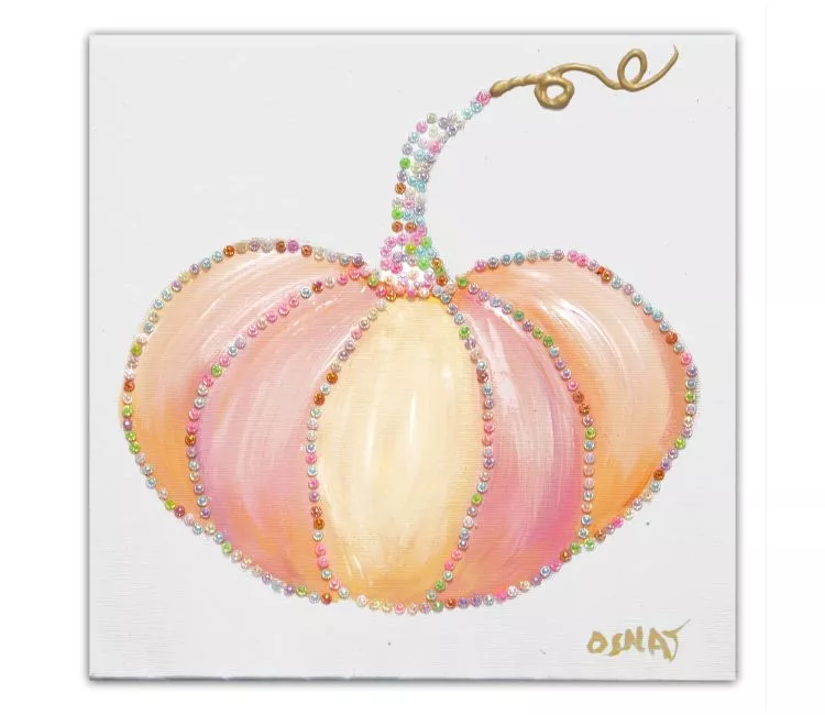 abstract painting - Indoor Halloween decorations on canvas original pastel colors decorative pumpkin painting