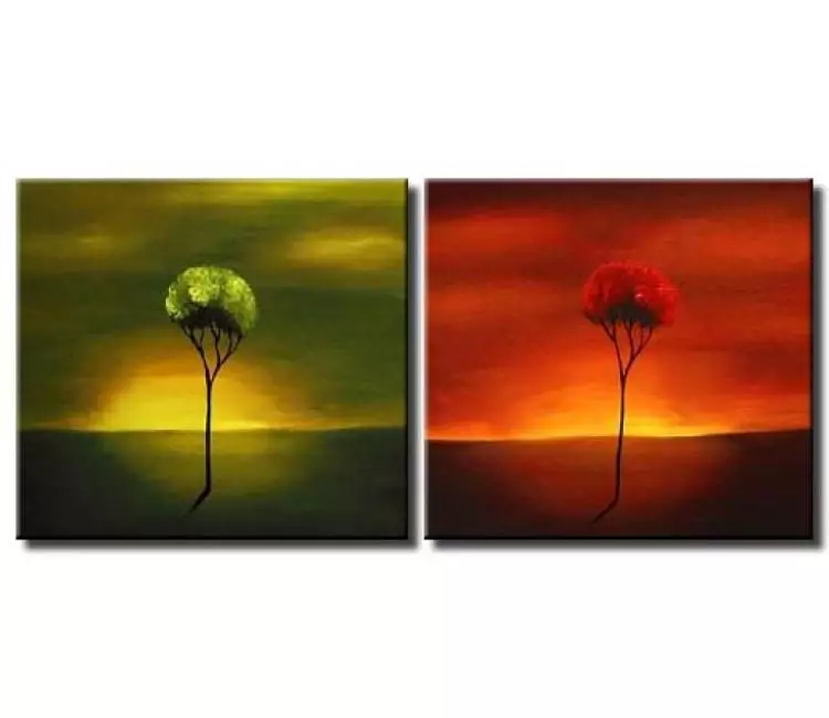 forest painting - diptych trees canvas
