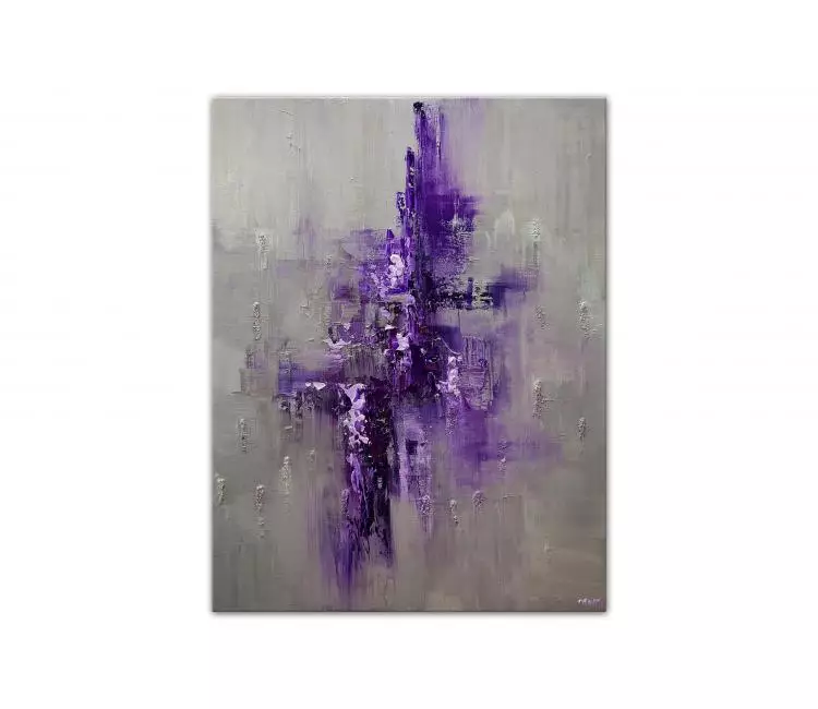 print on canvas - contemporary print on canvas in purple gray colors fine art print for your home decor