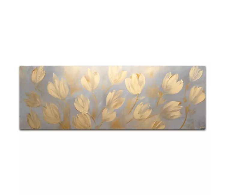 floral painting - contemporary floral painting for living room bedroom yellow gray large modern abstract flowers