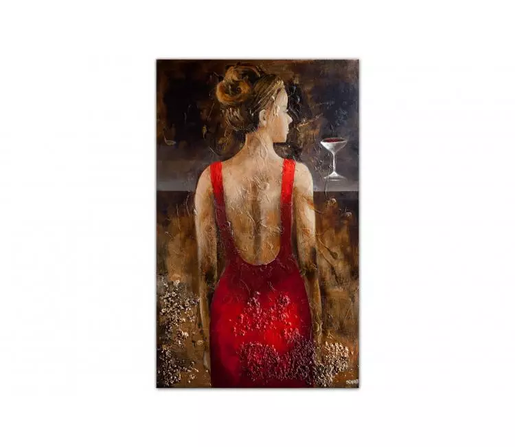 print on canvas - Textured modern woman at bar art on canvas