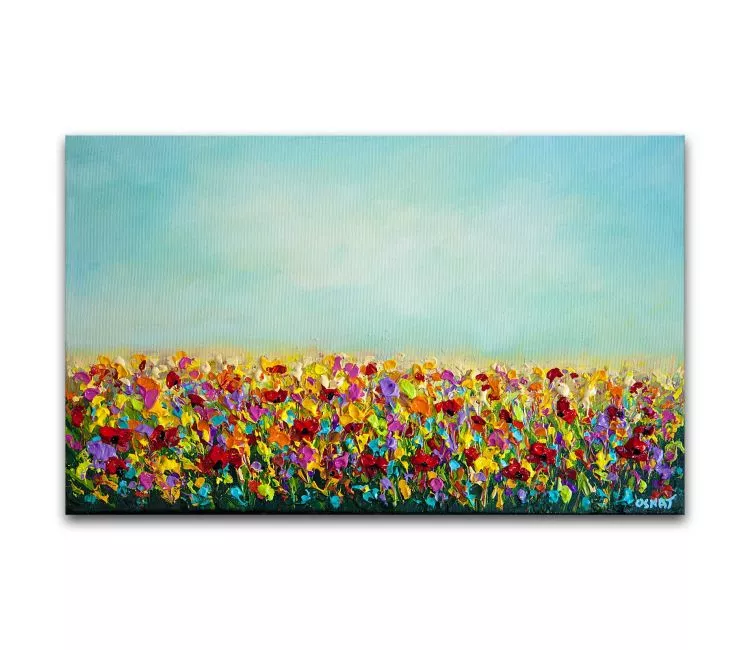 abstract painting - colorful textured floral abstract painting for home decor