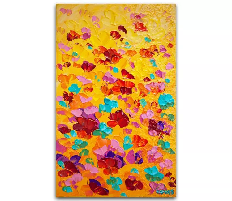 colorful floral painting textured modern abstract art