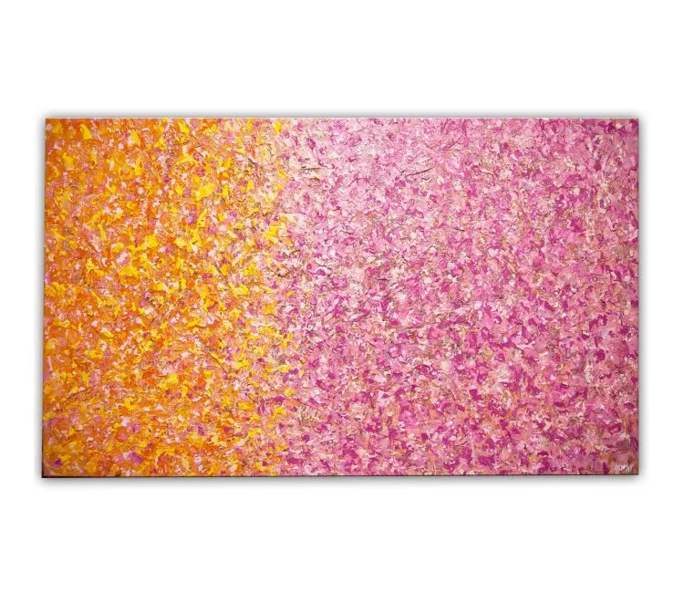 abstract painting - large original textured abstract artwork on canvas in pink yellow colors modern painting