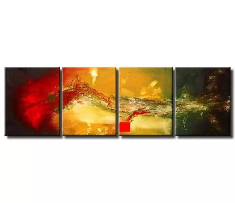 abstract painting - big living room abstract art large canvas art green red colors modern wall art