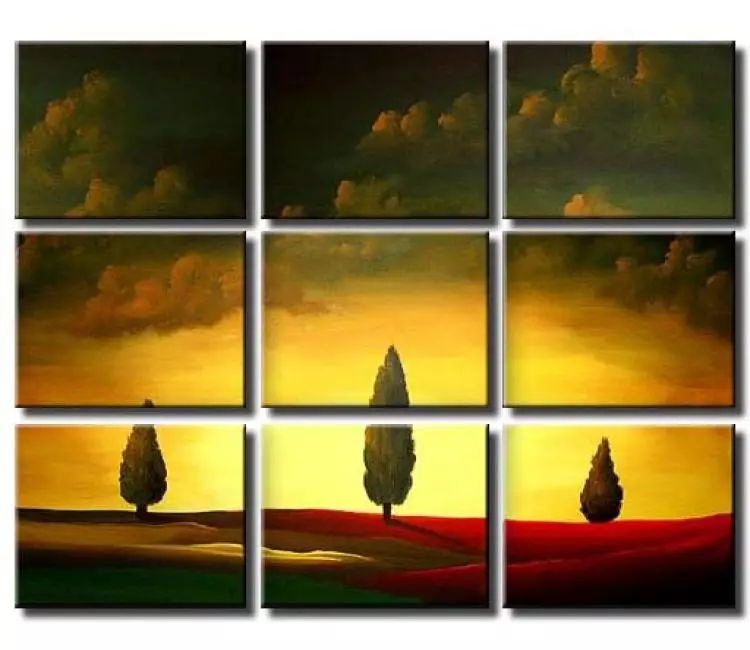 forest painting - multi panel art cypress trees